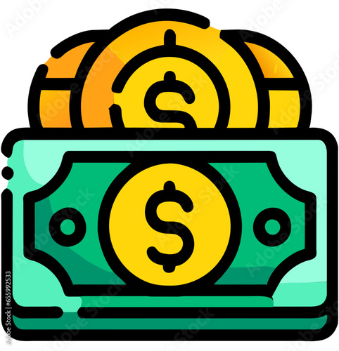 vector svg money icon, bold outline illustration