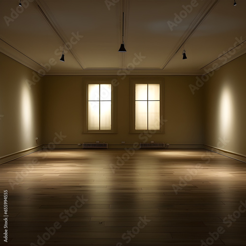 Empty room with windows and wooden floor