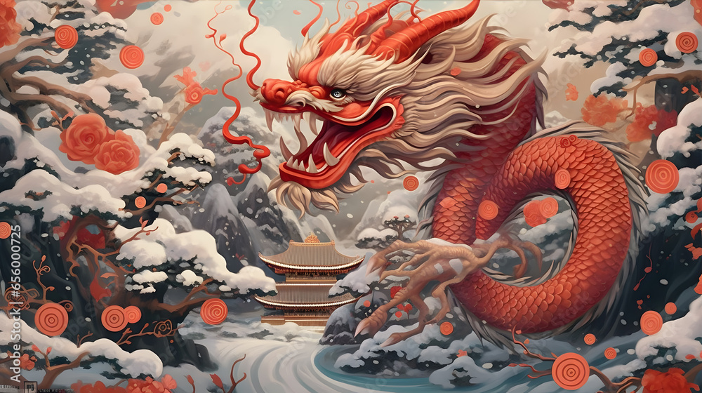 Obraz premium Lunar new year, Chinese New Year 2024 , Year of the Dragon , zodiac