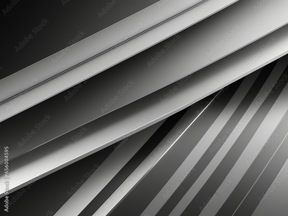 Obraz premium Modern backgrounBlack white dark gray abstract. Geometric shape. Diagonal line stripe angle 3d. Gradient. Matte brushed metal steel metallic effect. Wide banner. Panoramic. Design. Template. Premium