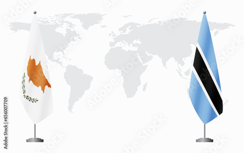 Republic of Cyprus and Botswana flags for official meeting