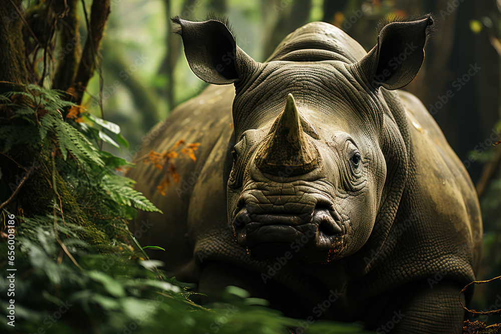 The critically endangered Javan rhinoceros, one of the rarest large ...