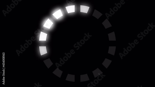 Loading Circle Video with Glow. Loading Animation on Transparent Background. Download Progress, Preloader Animation Web Design Template. Seamless Loop Animation 4K with Alpha Channel