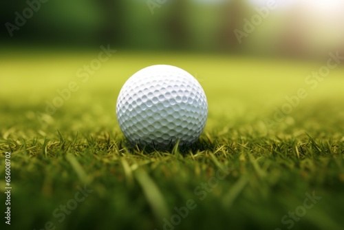 Golf ball on green golf lawn Generative Ai