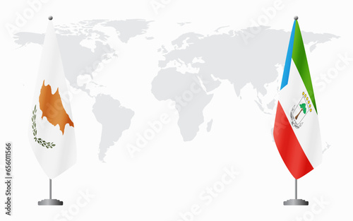 Republic of Cyprus and Equatorial Guinea flags for official meeting