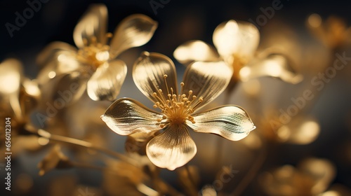 Botanical Elegance  Macro Golden Flower Photography Wallpaper