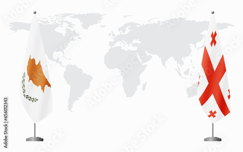 Republic of Cyprus and Georgia flags for official meeting