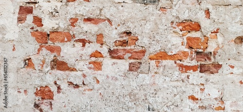 Stara ściana z cegły. 