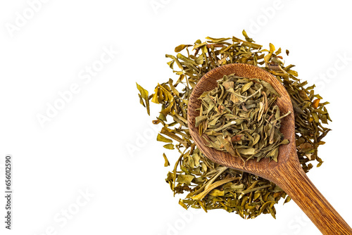 Ruta graveolens - Dried rue leaves in the spoon photo