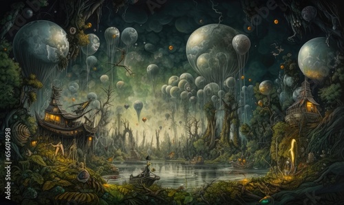 dark fantasy future ghostpunk landscape city mystic poster alien steampunk wallpaper fantastic © Plan