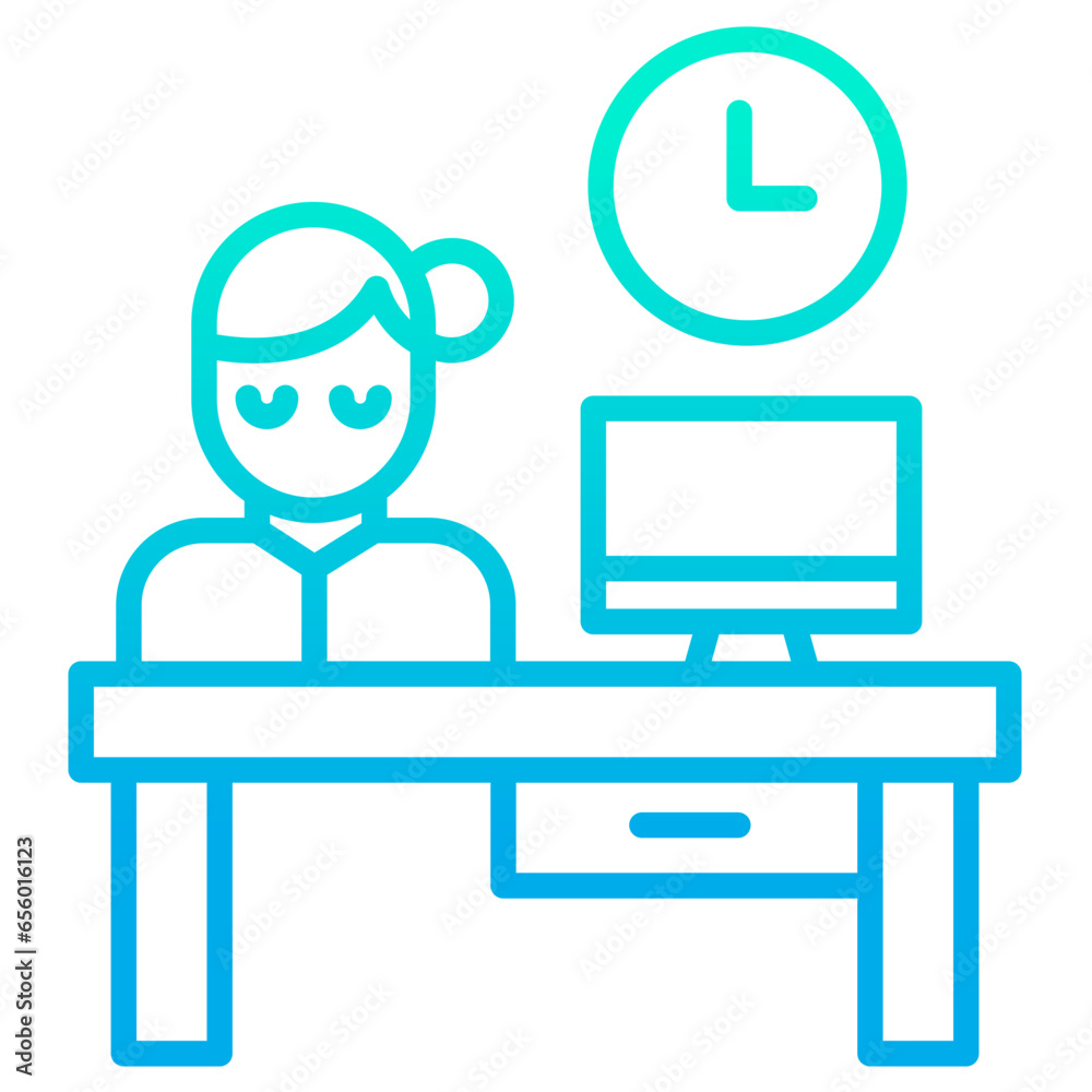 Outline gradient Woman Office Time icon