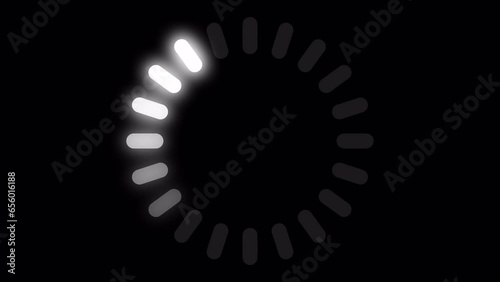 Loading Circle Video with Glow. Loading Animation on Transparent Background. Download Progress, Preloader Animation Web Design Template. Seamless Loop Animation 4K with Alpha Channel