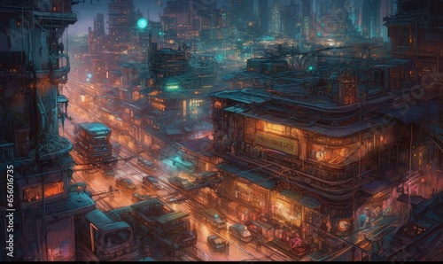 night city futuristic street landscape city mystic poster alien steampunk wallpaper fantastic © Plan