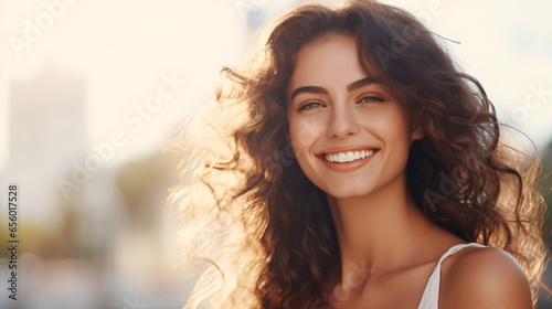 Beautiful woman smiling.