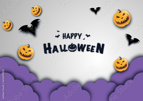 Halloween Promotion Poster or banner template.Halloween night, halloween elements. Website spooky or banner template.