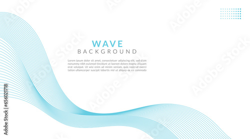 Abstract blue wavy lines background with copy space. © VectorStockStuff