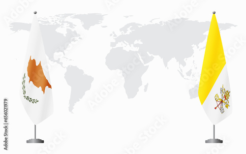 Republic of Cyprus and Vatican flags for official meeting