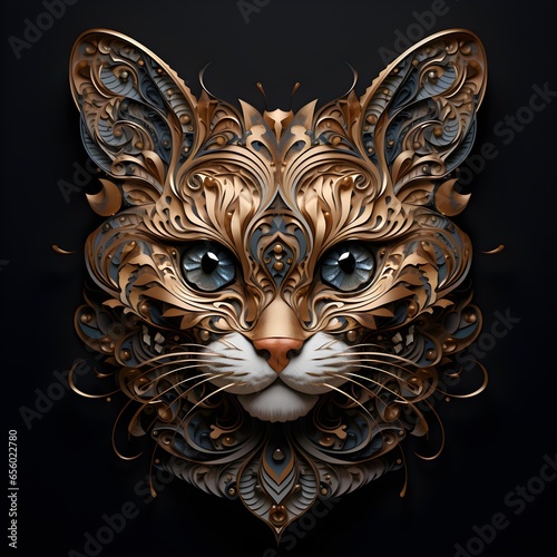 Metallic Cat Face by butterflyes bronze