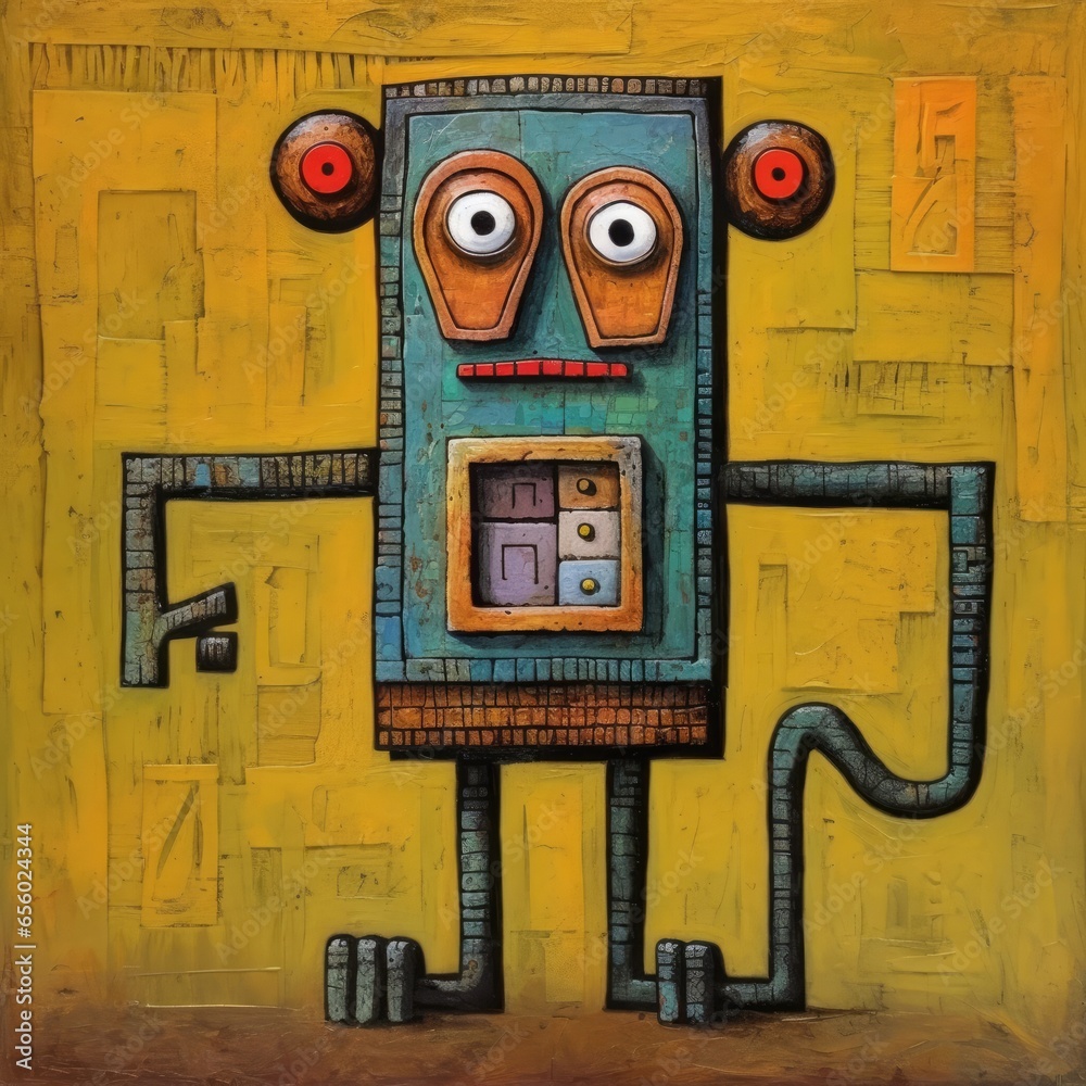 Fototapeta premium monkey ape cubism art oil painting abstract geometric funny doodle illustration poster tatoo