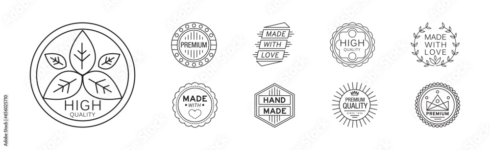 Obraz premium Handmade Line Badge and Labels Elements Vector Set