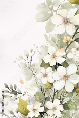 Watercolor pastel color flowers abstract background. Romantic botanical nature-inspired design.