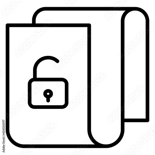 Outline page Unlock icon