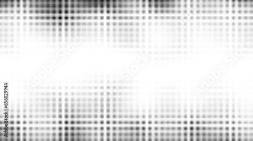 Monochrome gradient halftone dots background. Vector illustration. Abstract grunge dots on white background