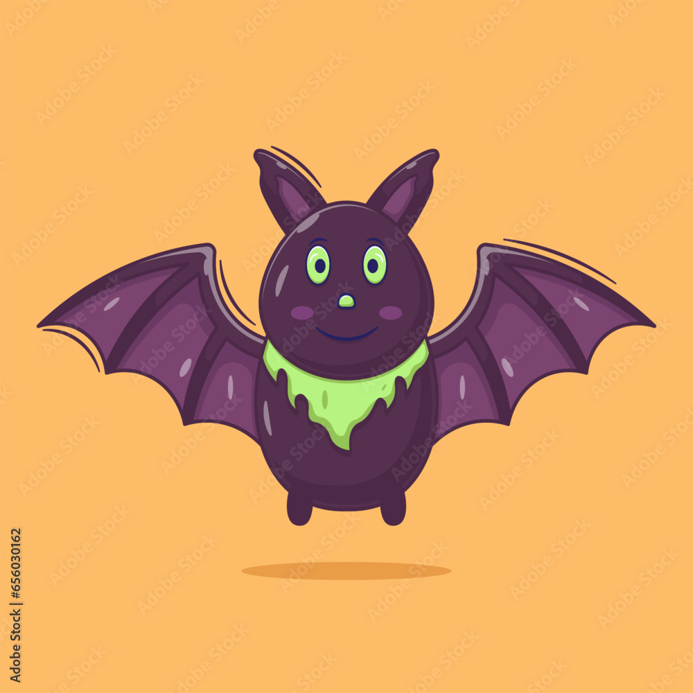 Flat design cartoon of cute bat vector illustration isolated Flat design cartoon of cute bat vector illustration isolated