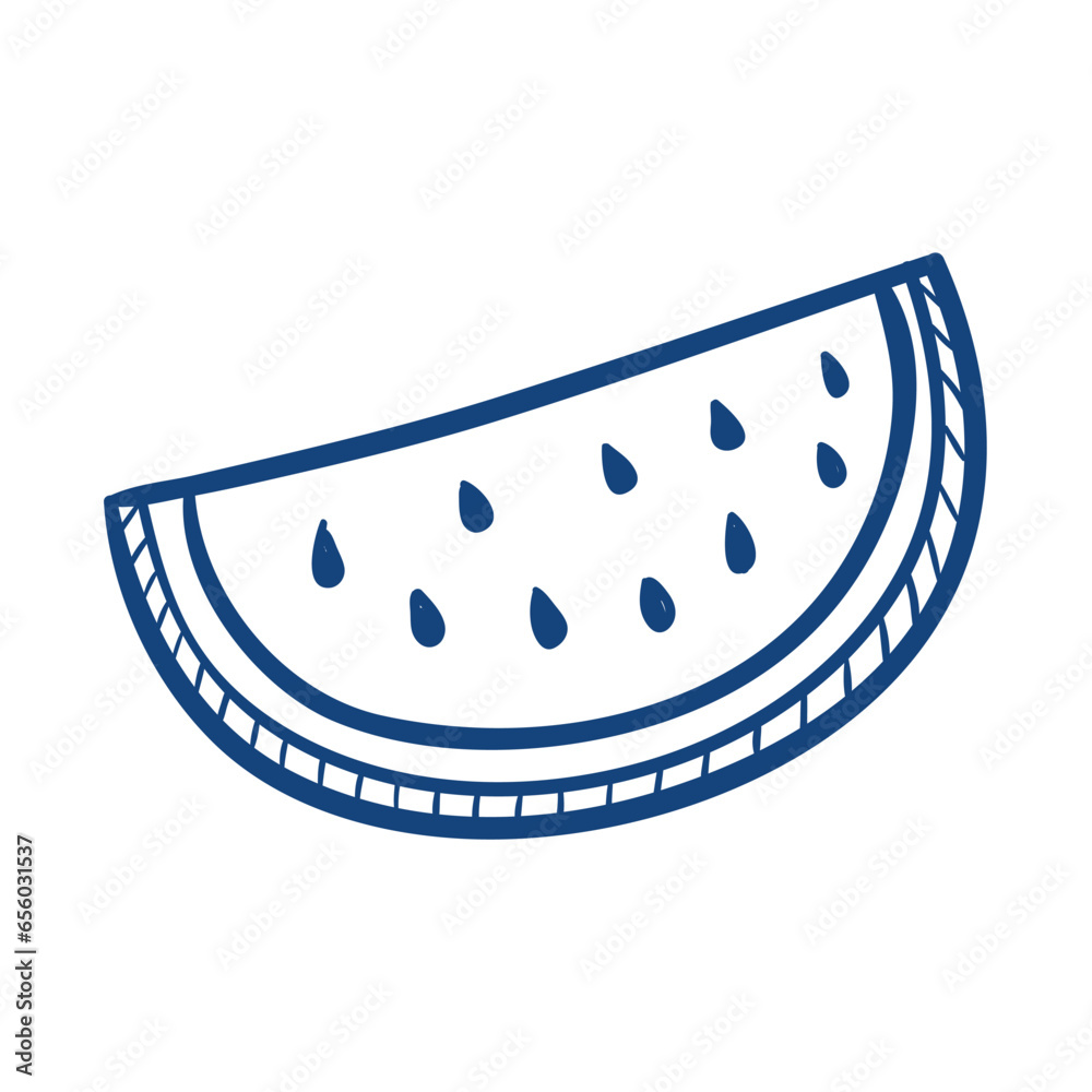 slice of watermelon. Hand drawn vector illustration