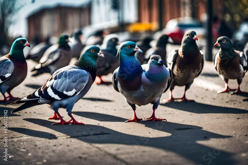 pigeons on the street © Nida  Sufyan
