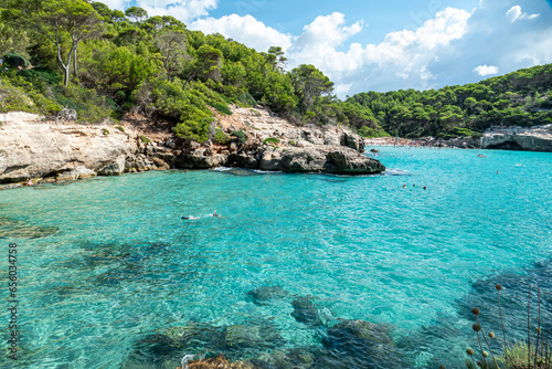 Fototapeta Naklejka Na Ścianę i Meble -  Cala Mitjana e Cala Mitjaneta, two small unspoiled and secluded beach located south of Ciutadella, Menorca.