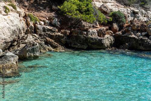 Cala Mitjana e Cala Mitjaneta, two small unspoiled and secluded beach located south of Ciutadella, Menorca. © Afonso Farias