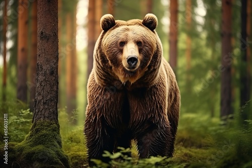 Big Brown Bear in the Forest Generative Ai