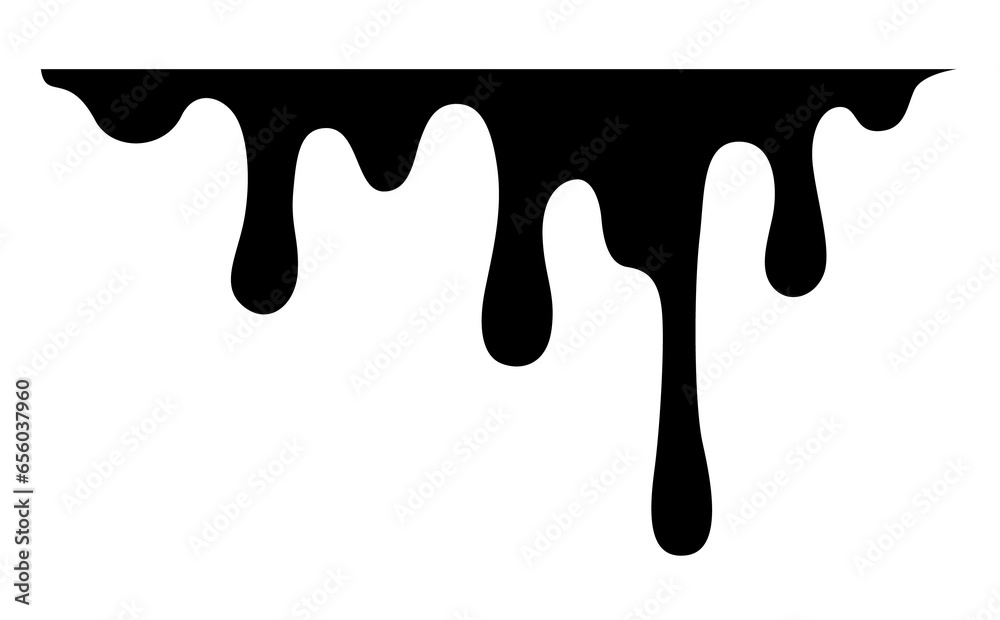Black Melting Paint Abstract Liquid Elements Isolated on White Background. Border and Drips Ink Set. Black Melting Paint Abstract Liquid Elements Isolated on White Background. Border and Drips Ink Set.