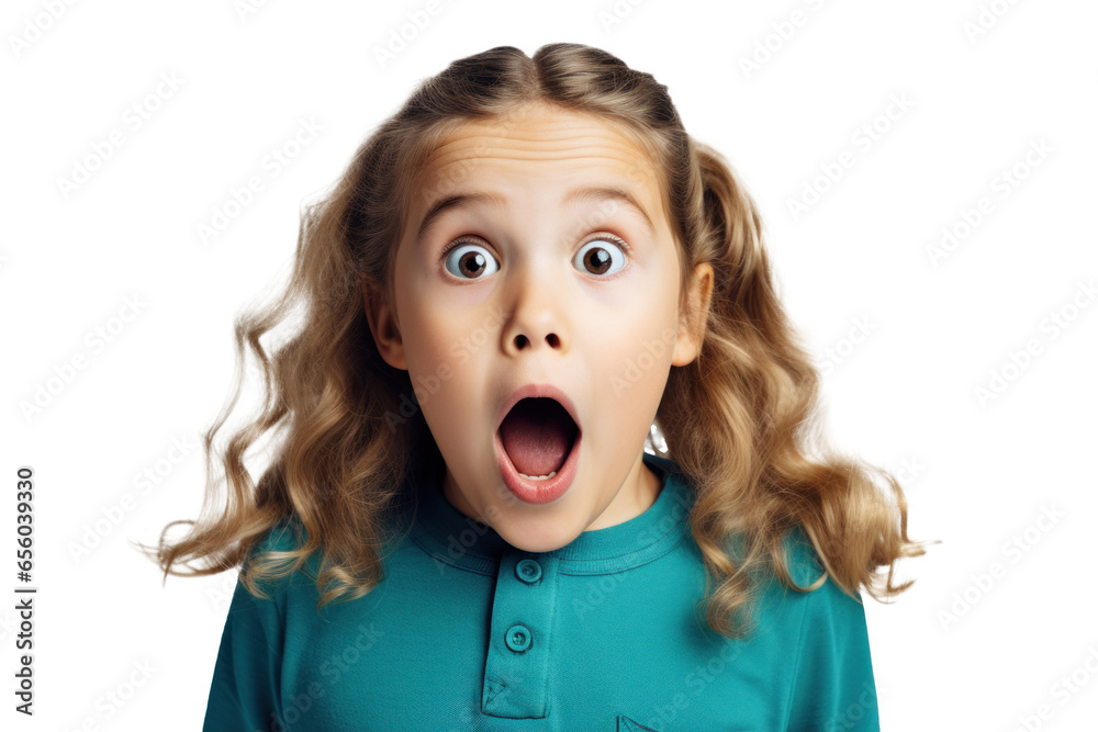 shocked kid girl surprised and scared, png file of isolated cutout object on transparent background. shocked kid girl surprised and scared, png file of isolated cutout object on transparent background.