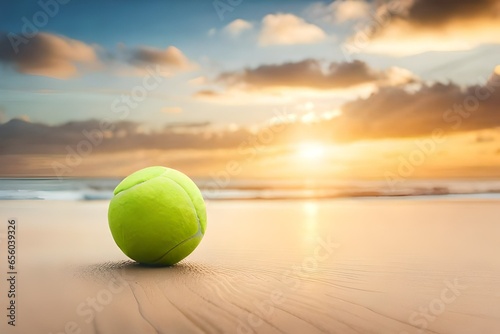 tennis ball on the beach © Sajawal