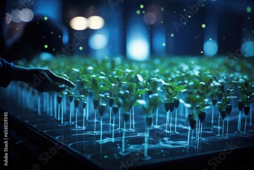 concept of growing seedlings using modern technologies. crop selection in the Sci-Fi lab