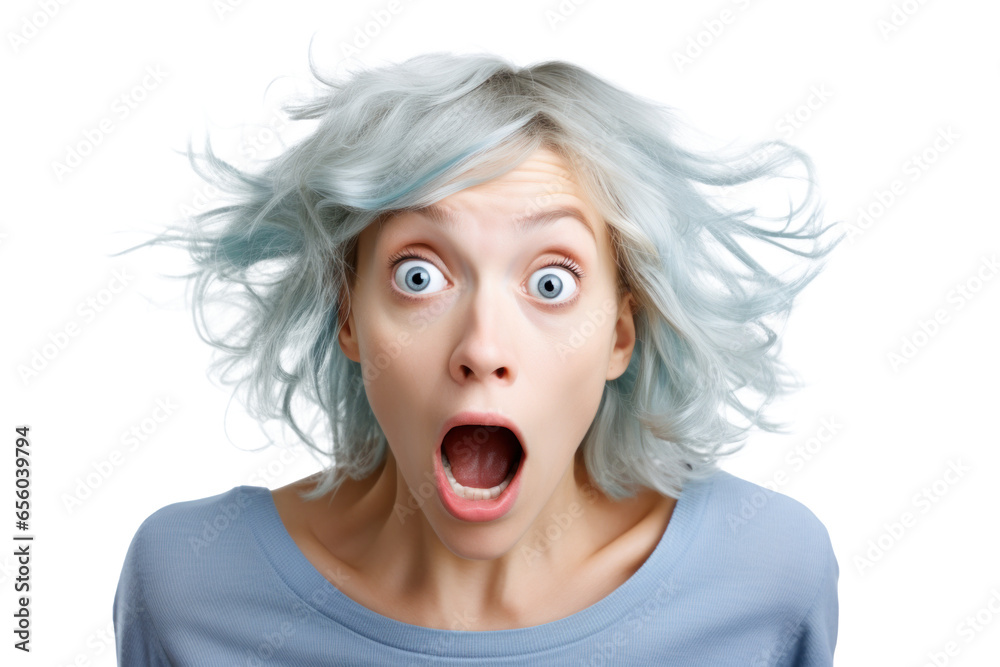 shocked woman surprised and scared, png file of isolated cutout object on transparent background. shocked woman surprised and scared, png file of isolated cutout object on transparent background.