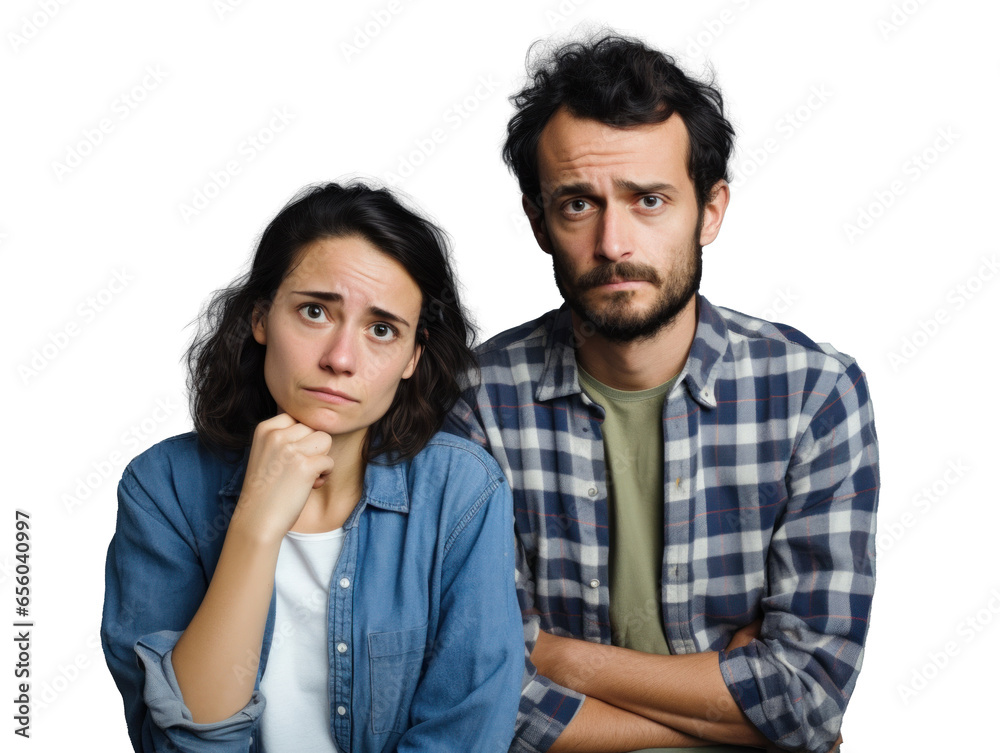 sad couple with family problems, png file of isolated cutout object on transparent background. sad couple with family problems, png file of isolated cutout object on transparent background.