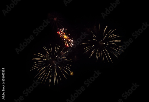 Firework on black night sky background