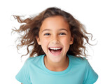 surprised joyful girl kid, png file of isolated cutout object on transparent background.