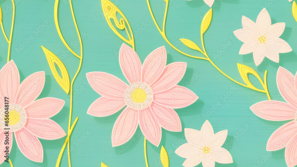 Obraz premium seamless floral pattern background, abstract design, generative AI