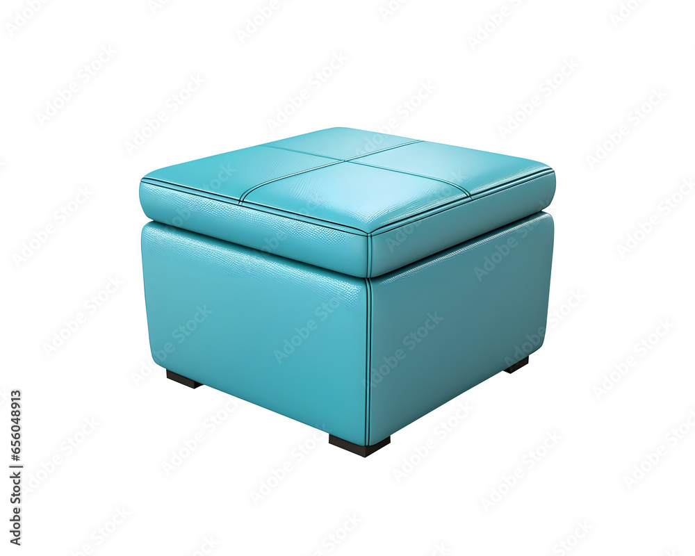 Square Storage Ottoman (Cutout PNG) isolated on transparent background, AI Square Storage Ottoman (Cutout PNG) isolated on transparent background, AI