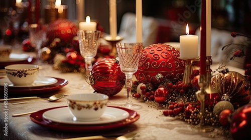 Christmas decoration on the table  Joyfull Moment