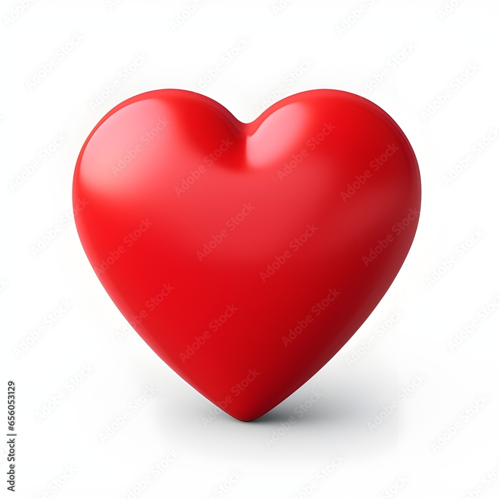 Happy Valentine's Day, 3D red heart shape icon in Y2K style. Design for greeting cards, posters, banners, flyers, invitations to parties, and social media templates. Generative AI.