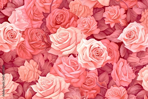 Pink Rose Garden  A Vibrant Abstract Design Background with Intricate Patterns  generative AI