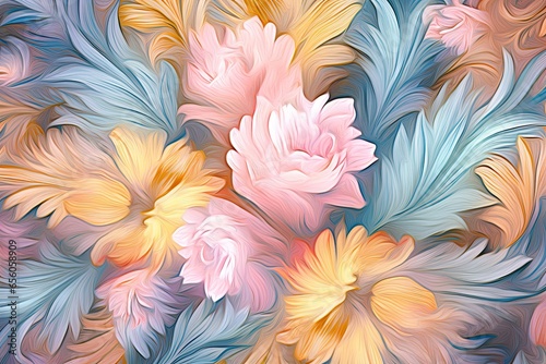 Pastel Spring Bouquet: Captivating Abstract Pattern Background in Digital Artwork, generative AI