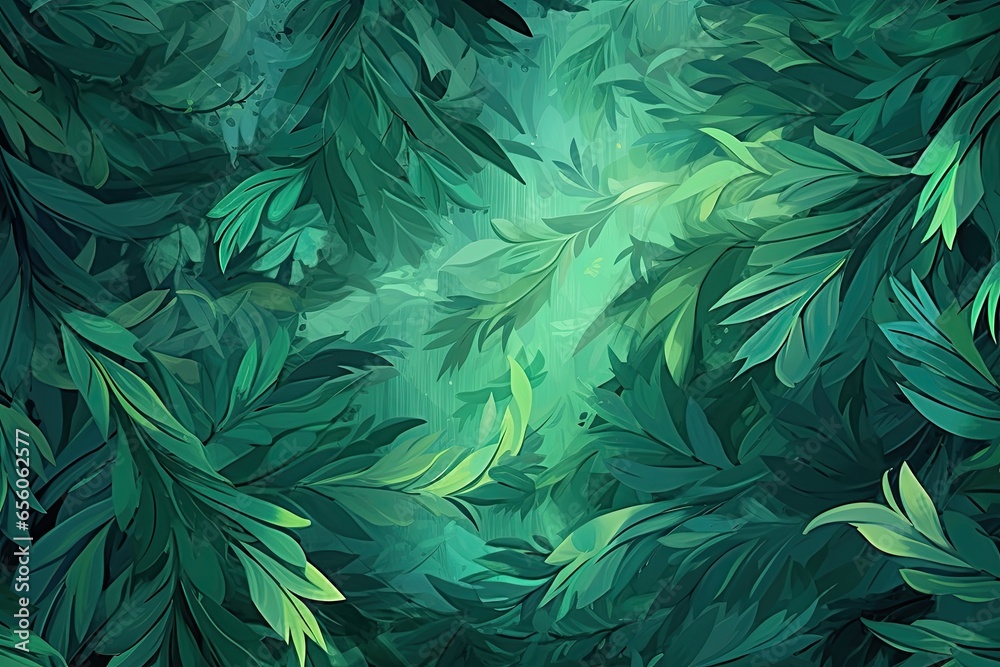 Green Abstract: Visualize a Lush Forest on a Digital Artwork with Abstract Patterns, generative AI