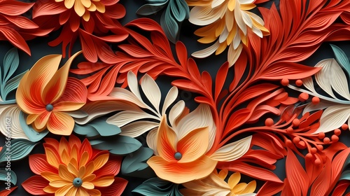 Artistic floral pattern, which can be used as a tiled multiplied image, also as a tiled or not tile wallpaper / background. Colorful illustration created by Generative AI