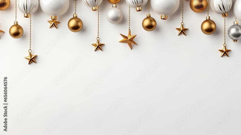 Christmas background with globes and decorations, generative ai - obrazy, fototapety, plakaty 